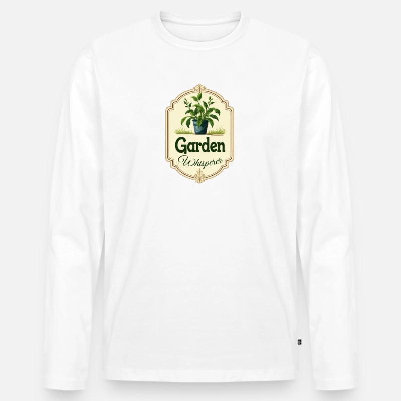 Gartenflüsterer Topfpflanze - Männer Premium Bio Langarmshirt - Weiß