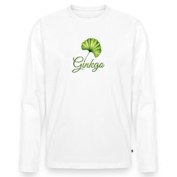 Ginkgoblatt Botanische Eleganz - Männer Premium Bio Langarmshirt - Weiß - Vorne - Nico (187cm)
