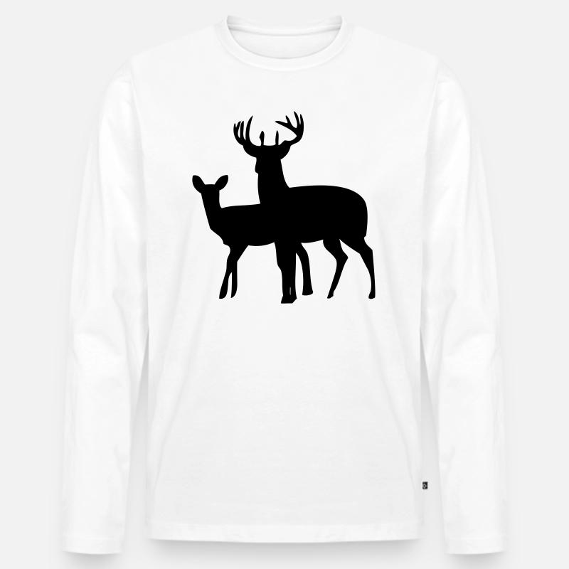 rehe - Männer Premium Bio Langarmshirt - Weiß