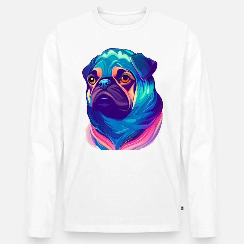 Mops - Männer Premium Bio Langarmshirt - Weiß