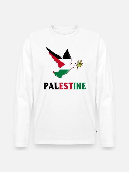 Palästina - Männer Premium Bio Langarmshirt - Weiß