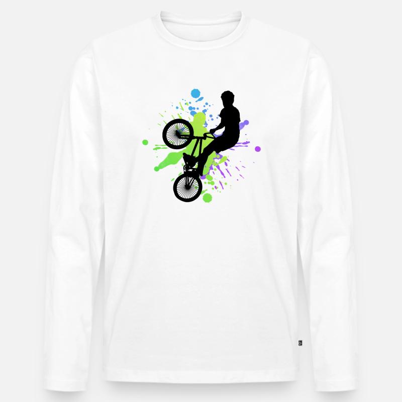 Bmx - Männer Premium Bio Langarmshirt - Weiß