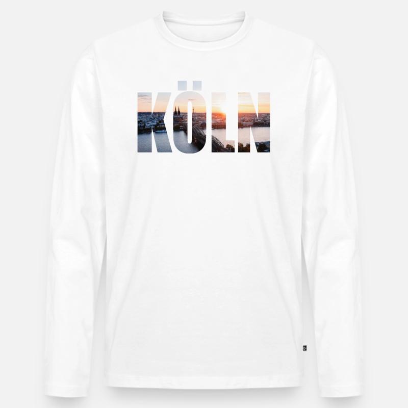 KÖLN SKYLINE - Männer Premium Bio Langarmshirt - Weiß