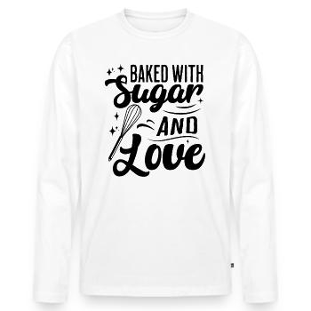 Zucker und Liebe Süßes Backen - Männer Premium Bio Langarmshirt - Weiß - Vorne - Nico (187cm)