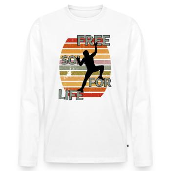 FREE SOLO FOR LIVE - Kletter T-Shirt - Männer Premium Bio Langarmshirt - Weiß - Vorne - Nico (187cm)