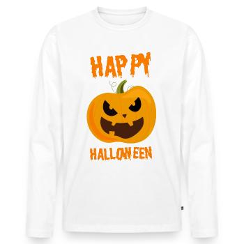 pumpkin - Men's Premium Organic Long Sleeve Shirt - white - Front - Nico (187cm)