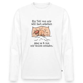 Ein part von mir möchte hart arbeiten - Männer Premium Bio Langarmshirt - Weiß - Vorne - Nico (187cm)