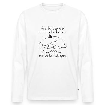 Ein part von mir möchte hart arbeiten Katze - Männer Premium Bio Langarmshirt - Weiß - Vorne - Nico (187cm)