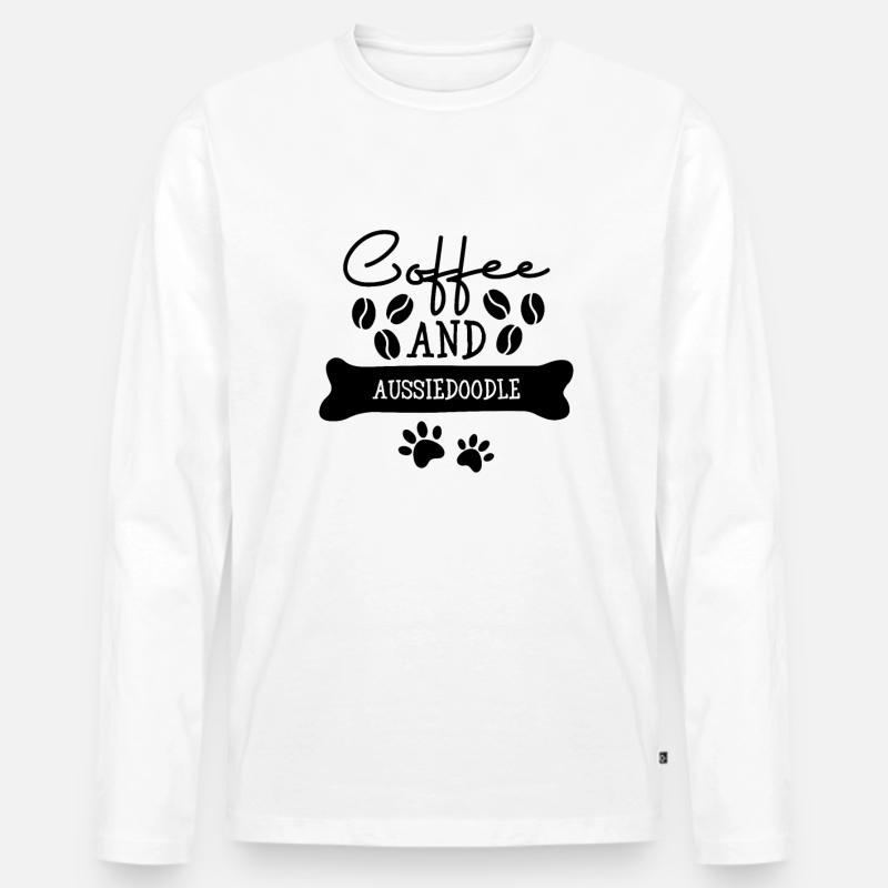 Coffee and aussiedoodle - Männer Premium Bio Langarmshirt - Weiß