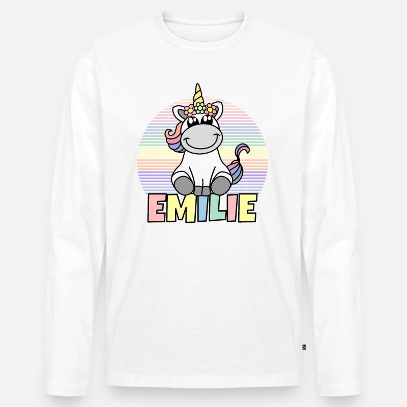 Emilie Einhorn Name - Männer Premium Bio Langarmshirt - Weiß