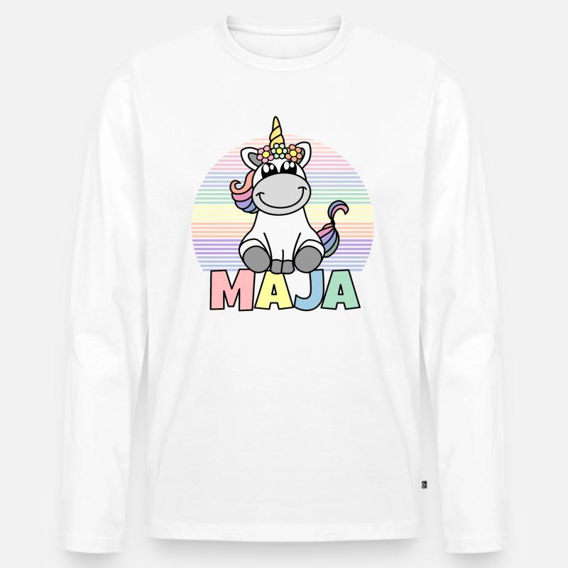 Maja Einhorn Name - Männer Premium Bio Langarmshirt - Weiß
