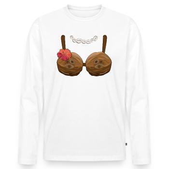 Kokosnuss BH Coconut Bra Kokosnüsse Kostüm Hawaii - Männer Premium Bio Langarmshirt - Weiß - Vorne - Nico (187cm)