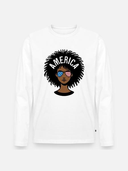 Amerika Afro - Männer Premium Bio Langarmshirt - Weiß