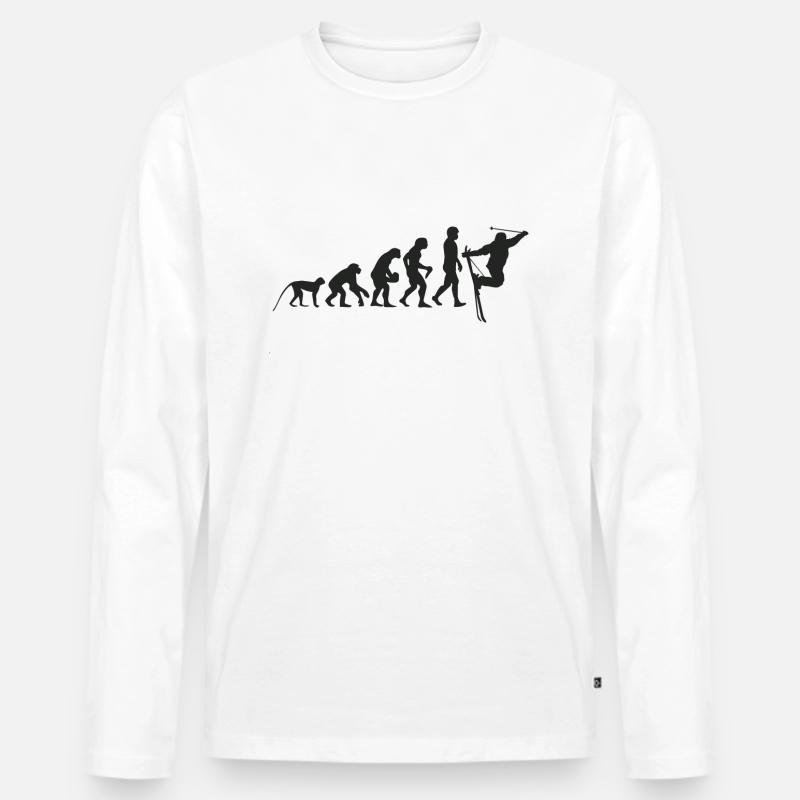 Ski Evolution - Männer Premium Bio Langarmshirt - Weiß