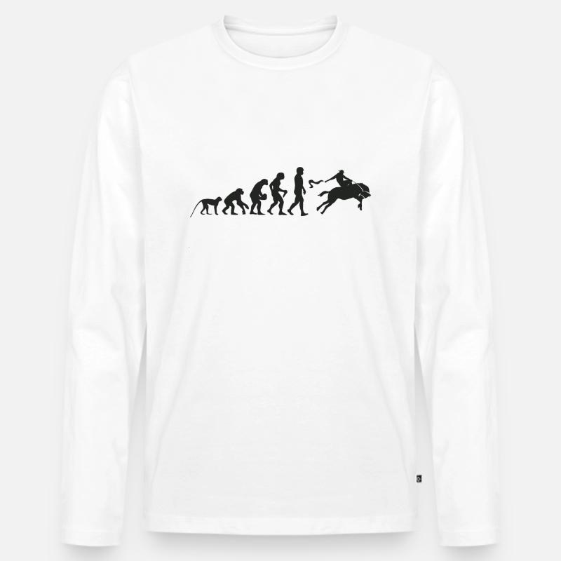 Evolution Rodeo - Männer Premium Bio Langarmshirt - Weiß