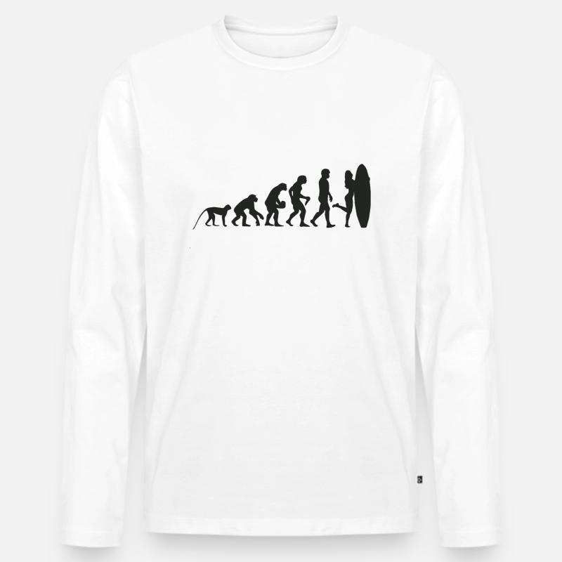 Evolution Surf - Männer Premium Bio Langarmshirt - Weiß