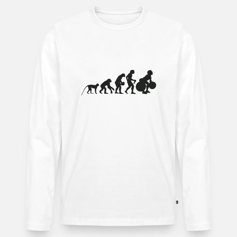 Evolution Gewichtheben - Männer Premium Bio Langarmshirt - Weiß
