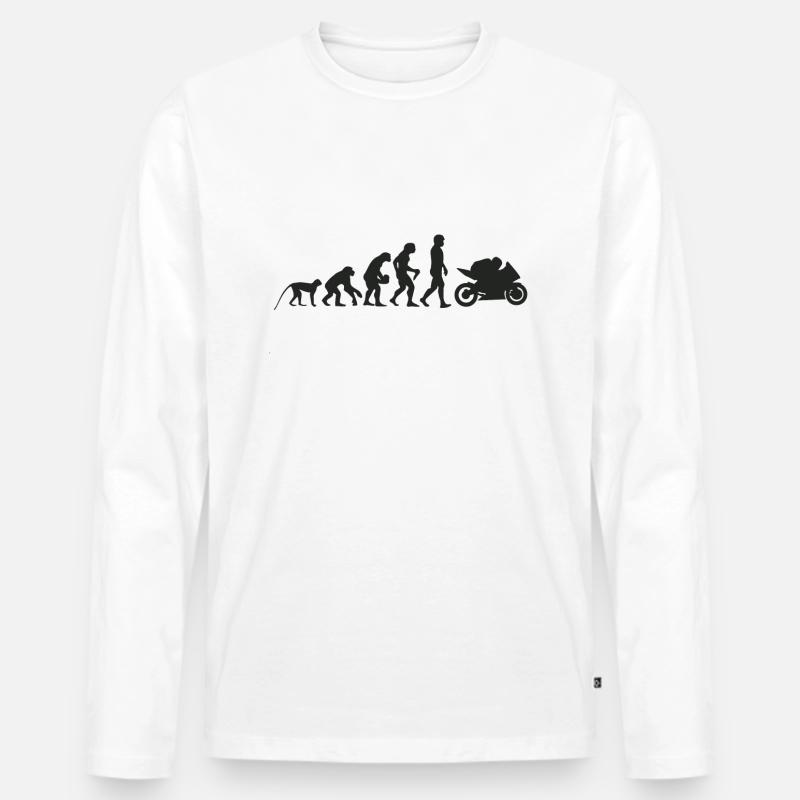 Evolution Motorrad - Männer Premium Bio Langarmshirt - Weiß