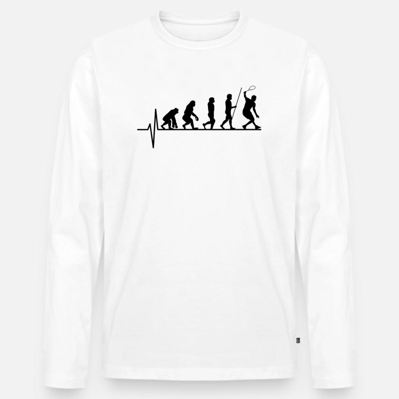 Squash Spieler Evolution - Männer Premium Bio Langarmshirt - Weiß