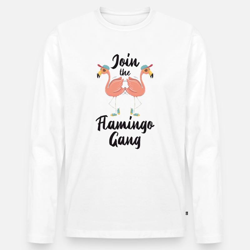 Flamingo - Männer Premium Bio Langarmshirt - Weiß