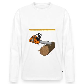Ich mache mein Holz selber - Männer Premium Bio Langarmshirt - Weiß - Vorne - Nico (187cm)