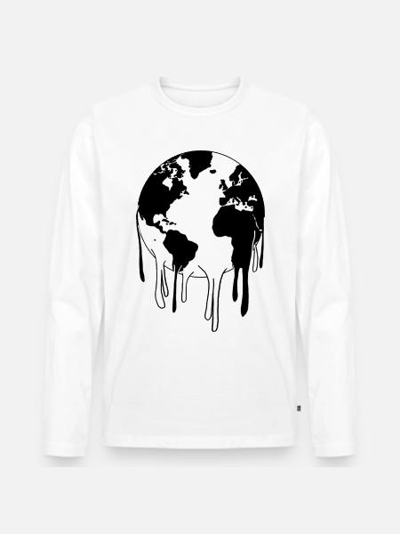 Schmelzender Planet Erde - Männer Premium Bio Langarmshirt -