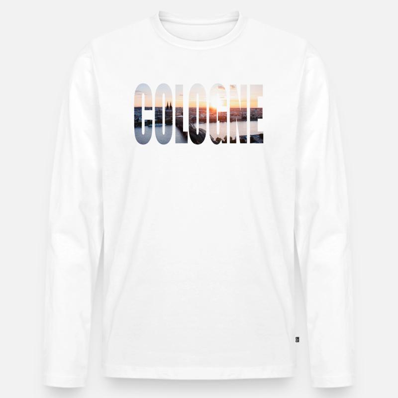 COLOGNE SKYLINE - Männer Premium Bio Langarmshirt - Weiß
