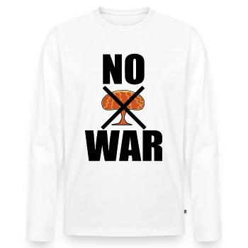 Peace No War No War - Men's Premium Organic Long Sleeve Shirt - white - Front - Nico (187cm)
