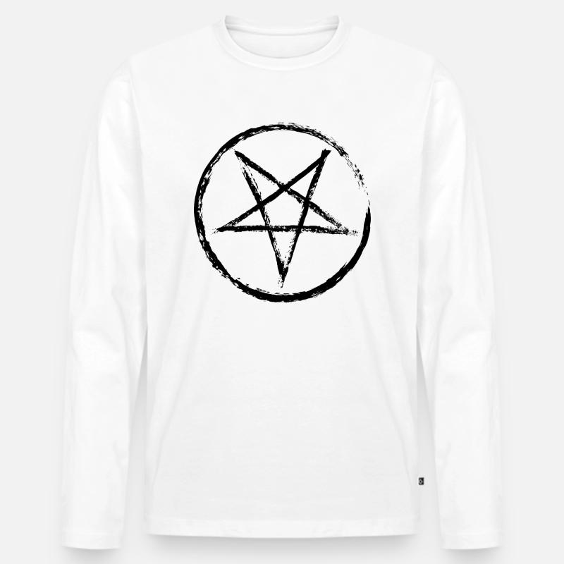 Abgenutztes Pentagramm - Männer Premium Bio Langarmshirt - Weiß