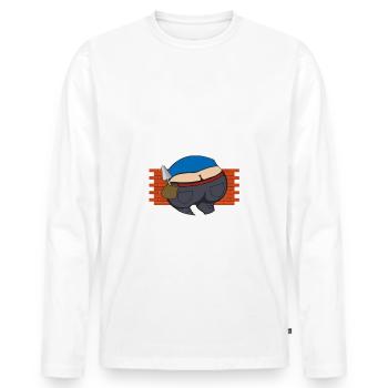 Humour super maçon - Sourire du maçon - Raie - T-shirt manches longues Premium bio Homme - blanc - Devant - Nico (187cm)