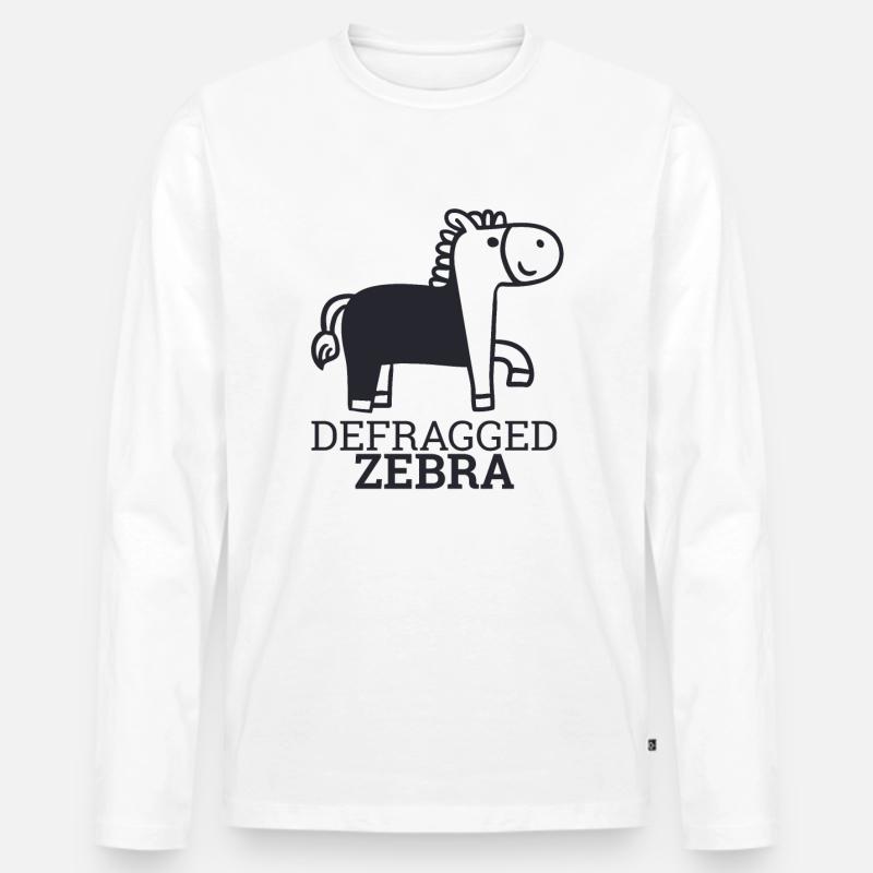 "Defragged Zebra" | Admin - Männer Premium Bio Langarmshirt - Weiß