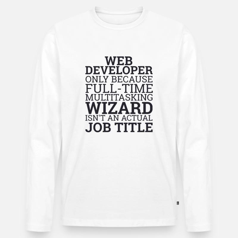 "Web Developer Wizard | Webentwickler" - Männer Premium Bio Langarmshirt - Weiß