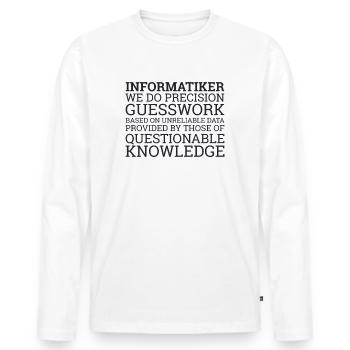 "Informatiker Guesswork | Informatik" - Männer Premium Bio Langarmshirt - Weiß - Vorne - Nico (187cm)