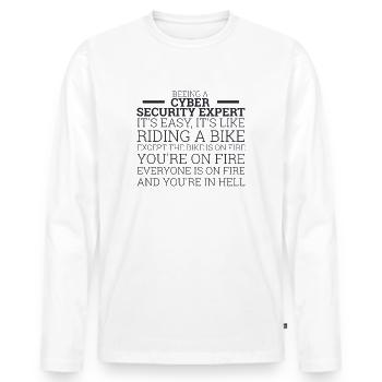 « Cyber Security Expert Bike | Hackers » - T-shirt manches longues Premium bio Homme - blanc - Devant - Nico (187cm)