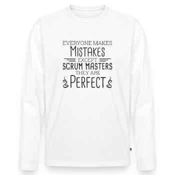 "Scrum Master Perfect | " Scrum Master"" - Men's Premium Organic Long Sleeve Shirt - white - Front - Nico (187cm)