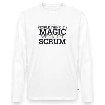 "Scrum Master Magic | " Scrum Master"" - Men's Premium Organic Long Sleeve Shirt - white - Front - Nico (187cm)