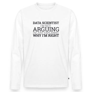 "Data Scientist Arguing | Data Scientist" - Men's Premium Organic Long Sleeve Shirt - white - Front - Nico (187cm)