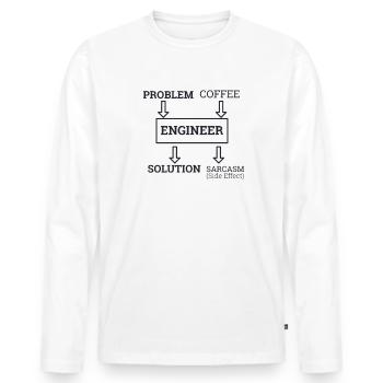 "Engineer Sarcasm | Engineer" - Men's Premium Organic Long Sleeve Shirt - white - Front - Nico (187cm)