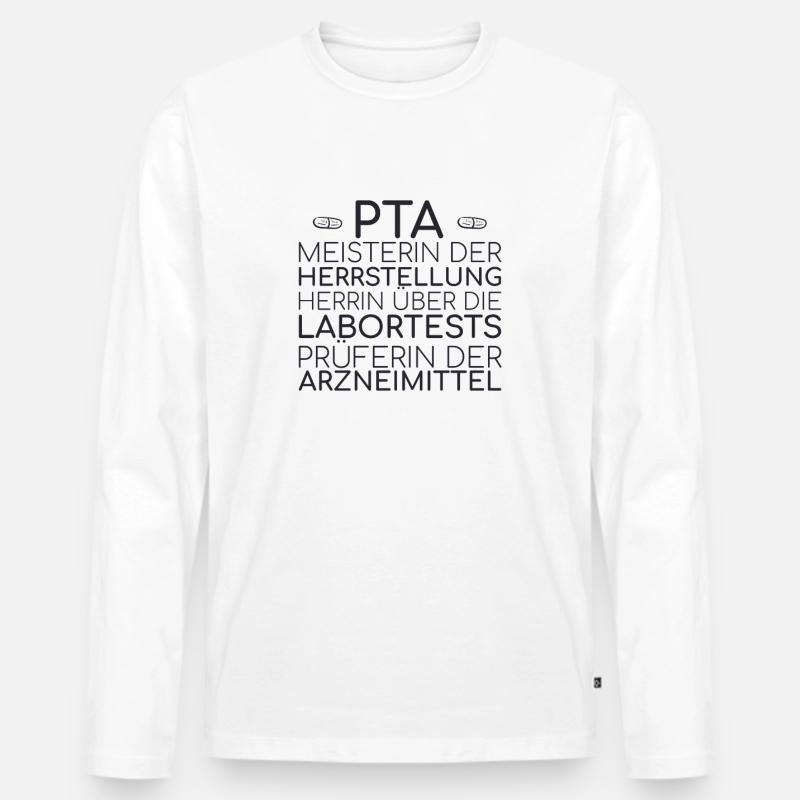 "PTA Definition | Apotheke" - Männer Premium Bio Langarmshirt - Weiß