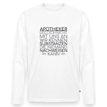 "Apotheker Substanzen | Apotheke" - Männer Premium Bio Langarmshirt - Weiß - Vorne - Nico (187cm)