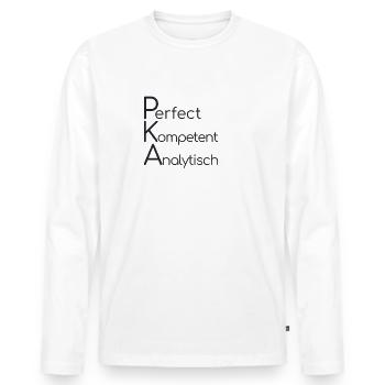 "PKA Definition | Apotheke" - Männer Premium Bio Langarmshirt - Weiß - Vorne - Nico (187cm)