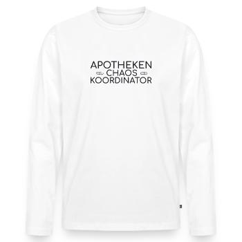 "Apotheke Chaos | Apotheke" - Männer Premium Bio Langarmshirt - Weiß - Vorne - Nico (187cm)