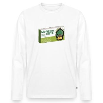 "Pharmacy Medikamente Ente | Apotheke" - Männer Premium Bio Langarmshirt - Weiß - Vorne - Nico (187cm)