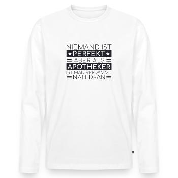 "Apotheker Perfekt | Apotheke" - Männer Premium Bio Langarmshirt - Weiß - Vorne - Nico (187cm)