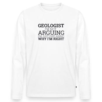 « Géologue Arguing | Geology » - T-shirt manches longues Premium bio Homme - blanc - Devant - Nico (187cm)