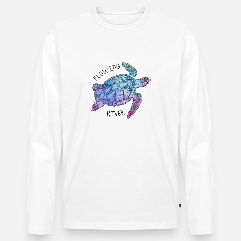 Schildkröte - Flowing River - Männer Premium Bio Langarmshirt - Weiß