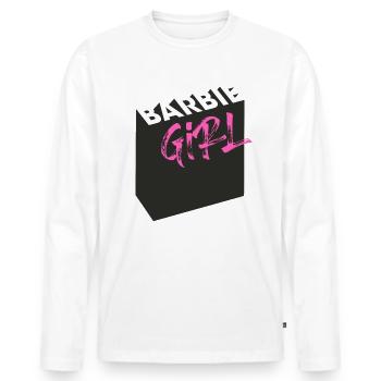 Barbie Girl Écriture - T-shirt manches longues Premium bio Homme - blanc - Devant - Nico (187cm)