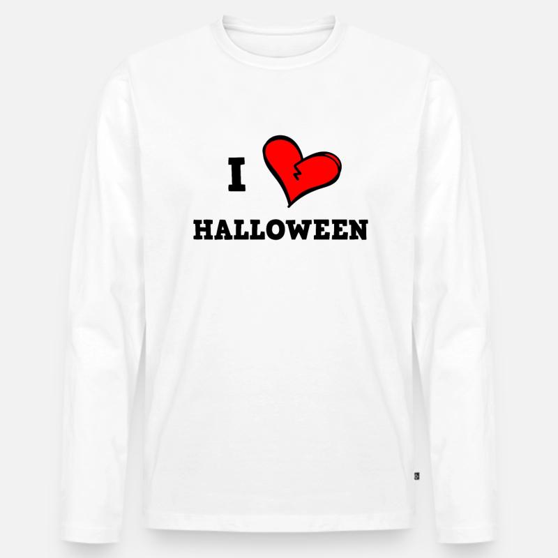 Ich liebe Halloween - Männer Premium Bio Langarmshirt - Weiß