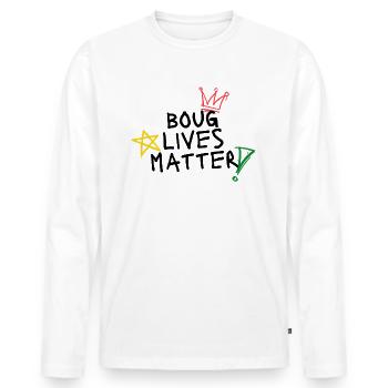 BOUG LIVES MATTER.. - Männer Premium Bio Langarmshirt - Weiß - Vorne - Nico (187cm)