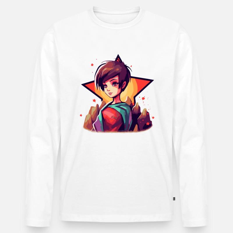 Das Anime-Mädchen ist der Star. - Männer Premium Bio Langarmshirt - Weiß